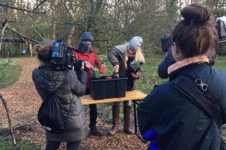 Filming BBC Countryfile at the Forest Garden, Queenswood