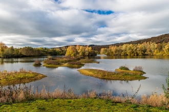 View across lake in autumn