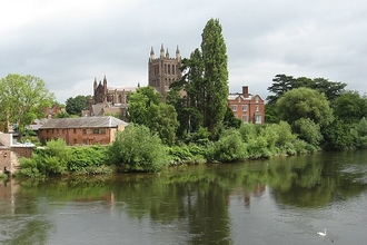 View of Hereford Cathedral and River Wye