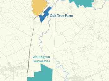 Map showing Bodenham Lake, Oak Tree Farm and Wellington Gravel Pits