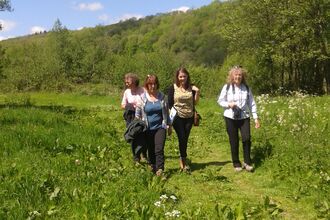 People walking at Bodenham Lake Nature Reserve 