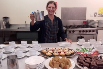 Serving tea and cake at Marden Branch