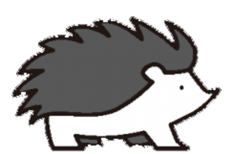 Black & white simple illustration of a hedgehog