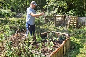 Andy is gardening 