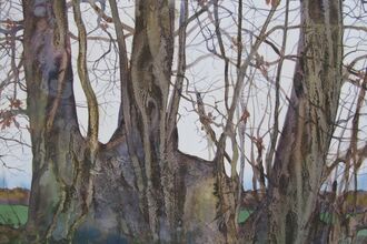 Painting of hedgerow trees