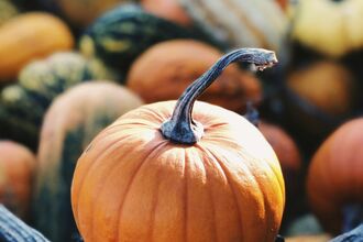 Pumpkins in a wooden box