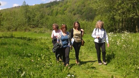 People walking at Bodenham Lake Nature Reserve 