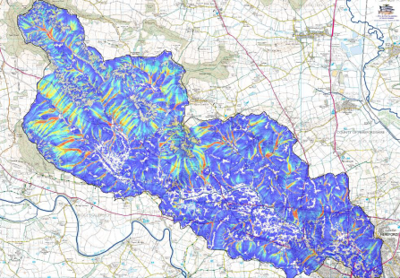 Map with area highlighted in blue