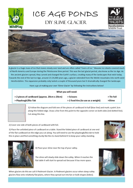 Activity sheet for making a glacier