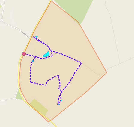 Simple map with route marked in purple dots