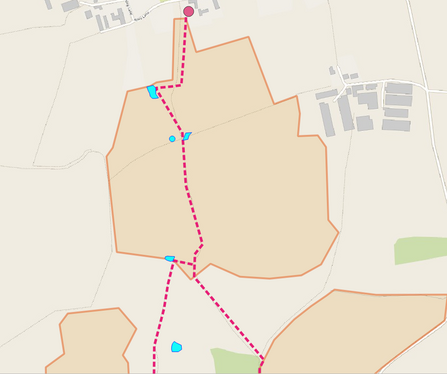 Simple map with route marked in red dots