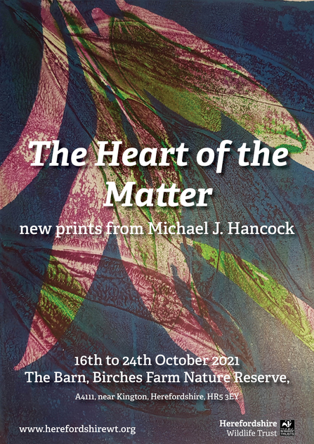 Poster with text in front of abstract print