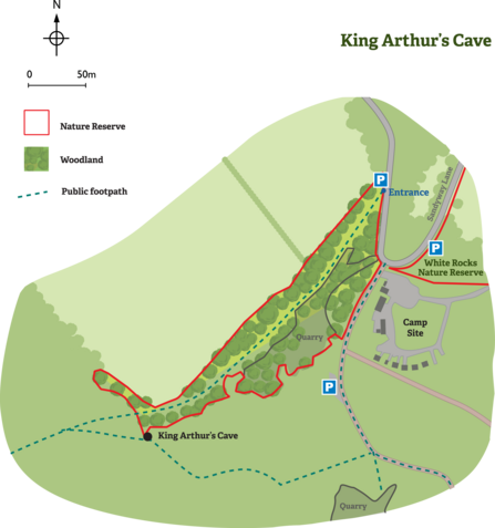 King Arthur's Cave site map