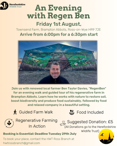 Poster with text in green on pale yellow background; photo of man in centre