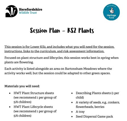 Cover of Key Stage 2 Session Plan: Plants