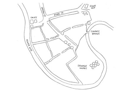 Activity sheet showing hand drawn map of Bartonsham Meadows