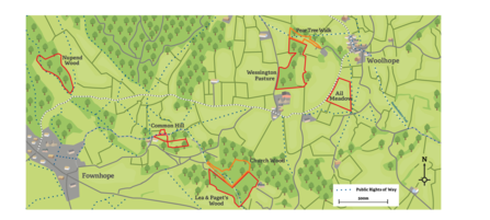 Map showing highlighted parcels of land