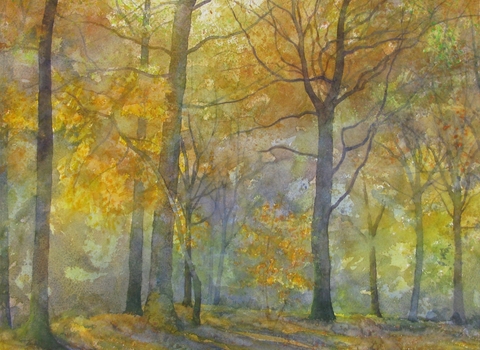 Painting of an autumn woodland